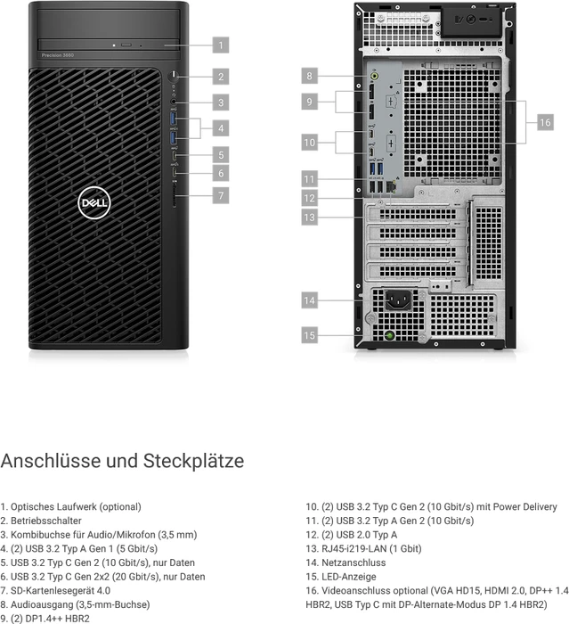 Dell Precision 3660 Tower, Core i9-12900K, 16GB RAM, 512GB SSD