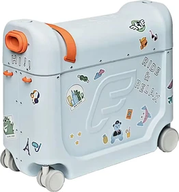 Stokke Jetkids Bedbox Kindertrolley Aufsitzkoffer blue sky