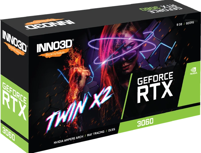 INNO3D GeForce RTX 3060 Twin X2 LHR, 8GB GDDR6, HDMI, 3x DP