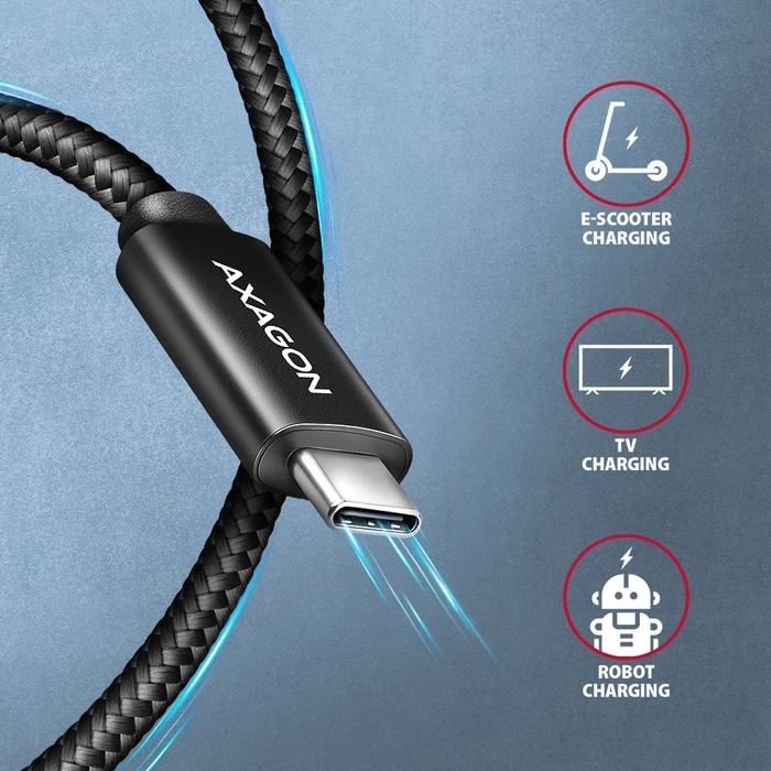 Axagon USB-C Kabel, USB4 Gen3x2, 40Gb/s, 8K60Hz, 240W PD EPR, USB-C [Stecker] auf USB-C [Stecker], 1m