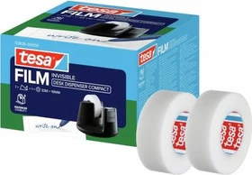 tesa tesafilm Invisible transparent/weiß, Klebestreifen-Abroller/Klebestreifen, 19mm/33m, 3 Stück