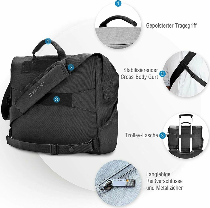 Everki ContemPRO Laptop Bike Messenger Umhängetasche 14.1"/MacBook Pro 15" schwarz