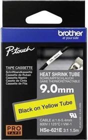 Brother HSe-621E Schrumpfschlauch, 9mm, schwarz/gelb