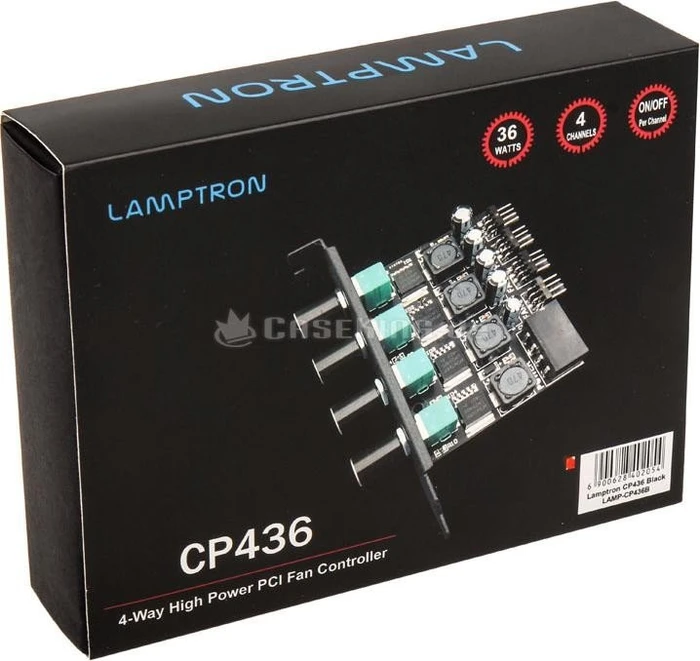Lamptron CP436, PCI-Slotblende, Lüftersteuerung, 4-Kanal, schwarz