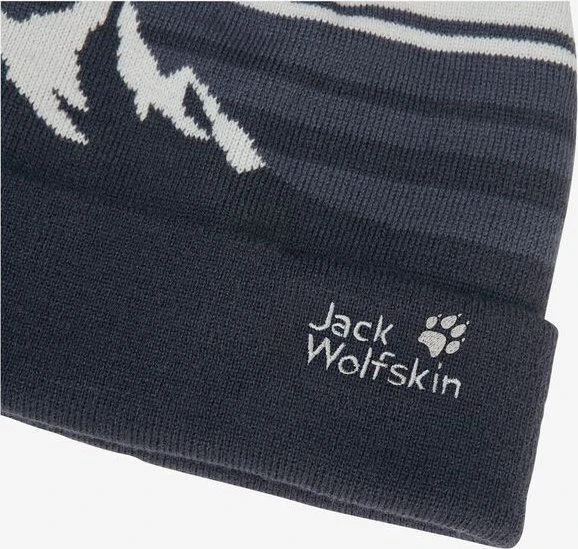 Jack Wolfskin Stripy Pompom Beanie dark navy (Junior)