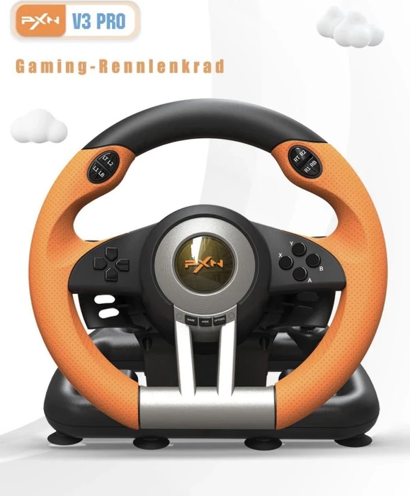 PXN V3 Pro Lenkrad orange/schwarz (PS4/PS3/Switch/Xbox SX/Xbox One/PC)
