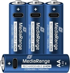 MediaRange Rechargeable USB-C Mignon AA Li-Ion 1400mAh, 4er-Pack