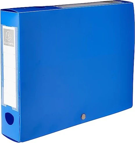 Exacompta Archivbox Kunststoff blickdicht mit Druckknopf 60mm, A4, blau