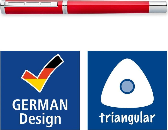Staedtler triplus 474 roaring red/silber, rechte Hand, fein, Faltschachtel