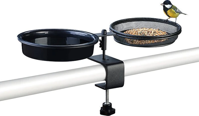 Royal Gardineer 2in1 Vogeltränke mit Futterstation, schwarz