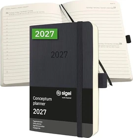 Sigel Conceptum Tageskalender 2027, A6, Softcover, schwarz, 400 Blatt