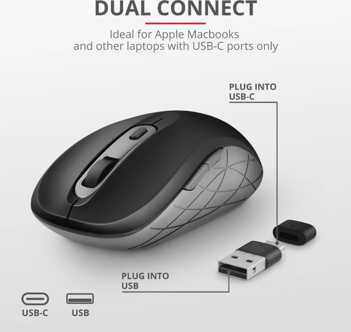 Trust Duco Dual Connect Wireless Mouse schwarz, USB