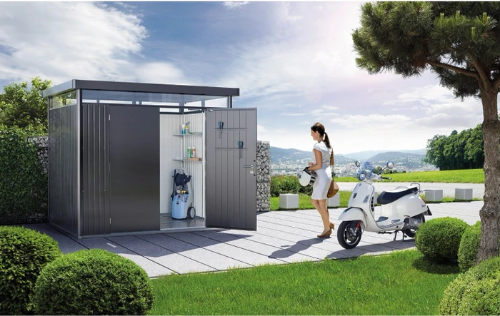 Biohort HighLine H2 Gerätehaus mit Doppeltür dunkelgrau-metallic