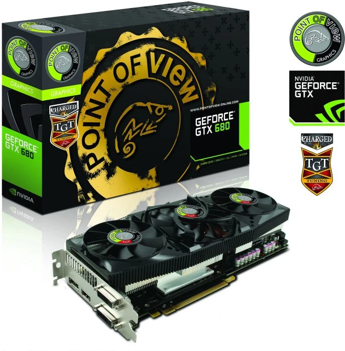 Point of View GeForce GTX 680 TGT Charged Triple Fan + TGT Backplate, 2GB GDDR5, 2x DVI, HDMI, DP
