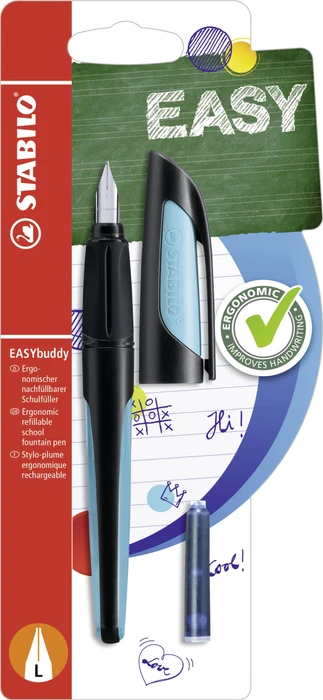STABILO EASYbuddy schwarz/hellblau, linke Hand, Blister