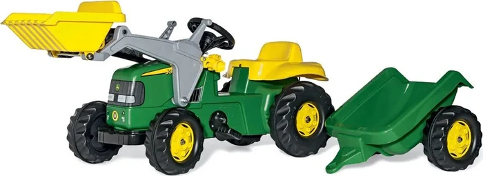rolly toys rollyKid John Deere Trettraktor mit Frontlader und Anhänger grün