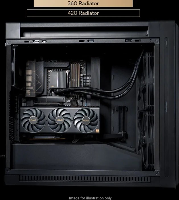 ASUS ProArt PA602 Wood Edition Modern Black, schwarz/braun, Tempered Glass Panel, Glasfenster