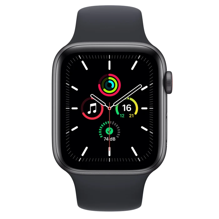 Apple Watch SE (GPS + Cellular) 44mm space grau mit Sportarmband Mitternacht