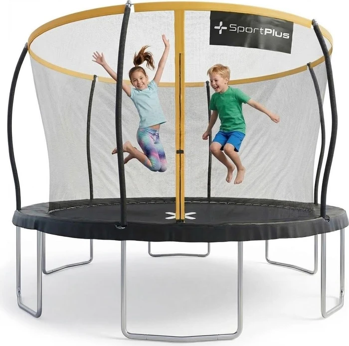 SportPlus Garten mit Sicherheitsnetz 366cm Trampolin gelb