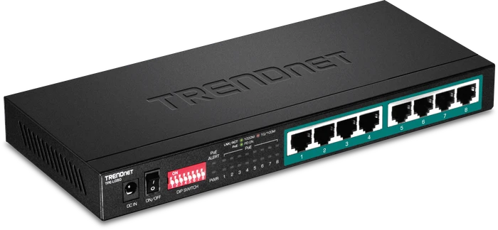 TRENDnet TPE-LG80 Long Range Desktop Gigabit Switch, 8x RJ-45, 65W PoE+