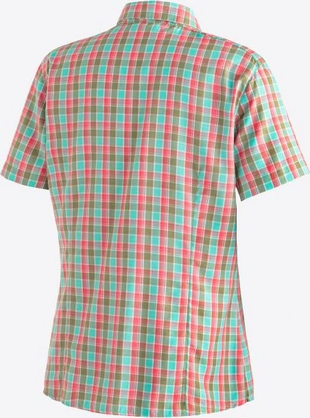 Maier Sports Philina Hemd kurzarm green lightblue/red check (Damen)