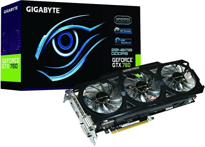 GIGABYTE GeForce GTX 760 Windforce 3X OC (Rev. 2.0), 2GB GDDR5, 2x DVI, HDMI, DP