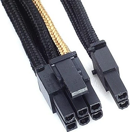 SilverStone PP07-PCIBG, 6/8-Pin PCIe Verlängerung 250mm, sleeved schwarz/gold