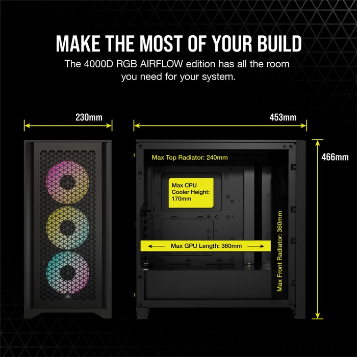 Corsair iCue 4000D RGB Airflow, schwarz, Glasfenster