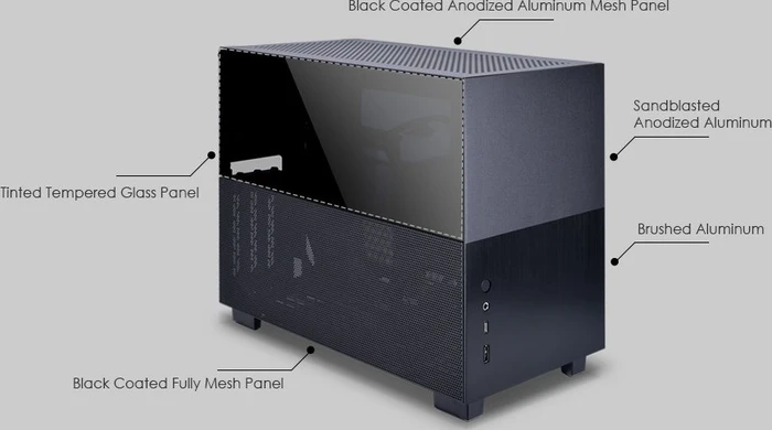 Lian Li Q58, schwarz, PCIe 3.0, Glasfenster, Mini-ITX