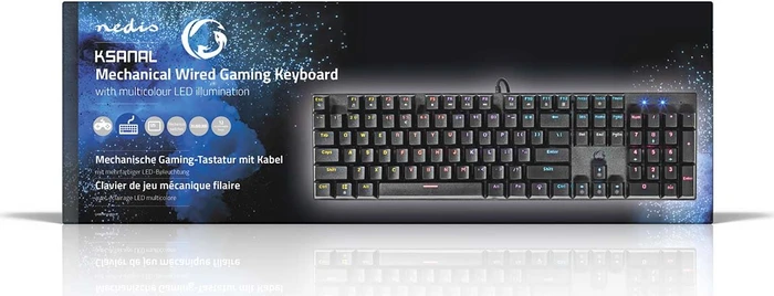 Nedis Wired Gaming Keyboard, schwarz, LEDs RGB, USB, US