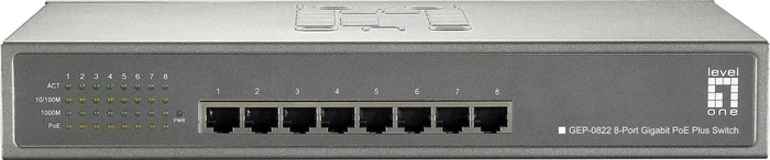 LevelOne GEP Desktop Gigabit Switch, 8x RJ-45, 240W PoE+