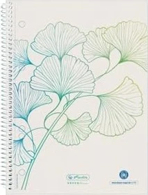 Herlitz GREENline Spiralblock, A5, kariert, Ginko, 70 Blatt, 5er-Pack