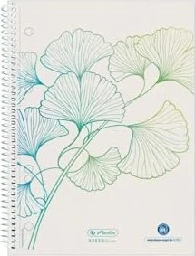Herlitz GREENline Spiralblock, A5, kariert, Ginko, 70 Blatt, 5er-Pack