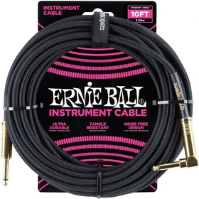 Ernie Ball 10' Braided Straight/Angle Instrument Cable Black