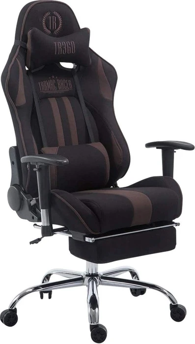 CLP Racing Limit Stoff Gamingstuhl mit Fußstütze, schwarz/braun