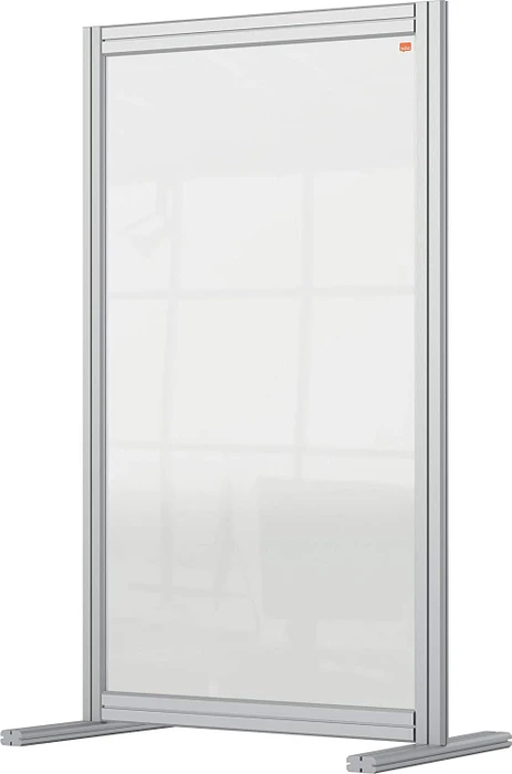 Nobo Premium Plus Schreibtisch-Trennwand aus Acryl, transparent/silber, 60x100cm