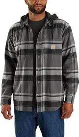 Carhartt Rugged Flex Relaxed Fit Flannel Fleece Lined Hooded Hemd langarm schwarz (Herren)