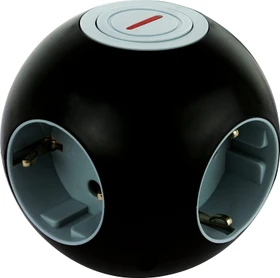 REV Ritter PowerGlobe Steckdosenwürfel mit Schalter, 4-fach, 1.4m, schwarz/grau