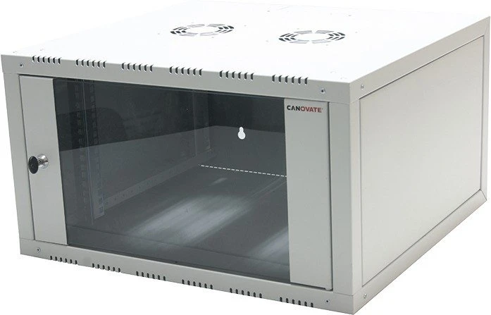 LogiLink Canovate Wandgehäuse 6HE, einteilig, Sicherheitsglastür, grau, 560mm tief