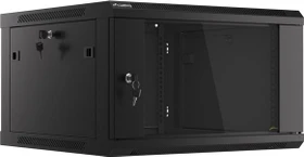Lanberg 19" Wandschrank 6HE, hängend, Flat Pack, Glastür, IP20, RAL 9004, 600mm tief