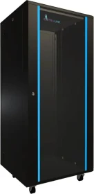 Extralink 19" Rackschrank 27HE, freistehend, Flatpack, Glastür, IP20, schwarz, 1320mm tief