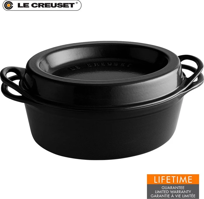Le Creuset Doufeu Bräter oval 32cm 7.2l schwarz matt