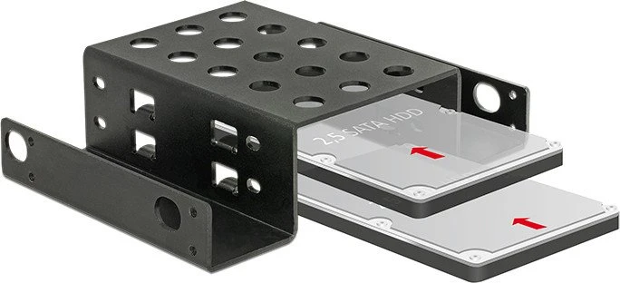 DeLOCK 5.25" auf 2x 2.5" Einbaurahmen, schwarz
