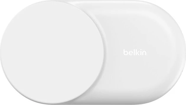 Belkin UltraCharge faltbare magnetische 2-in-1-Ladestation mit Qi2 (25W) rund weiß