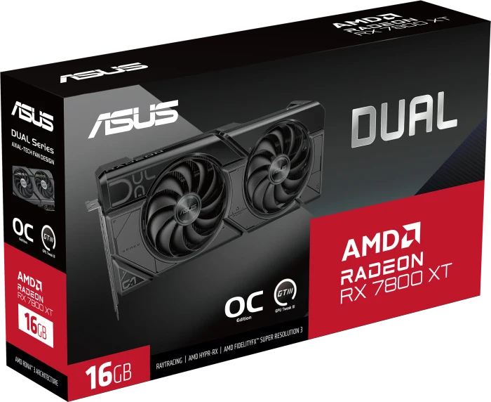 ASUS Dual Radeon RX 7800 XT OC, DUAL-RX7800XT-O16G, 16GB GDDR6, HDMI, 3x DP