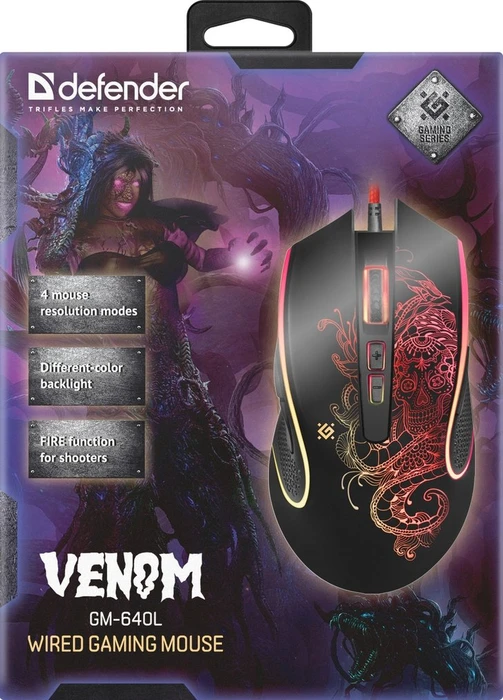 Defender Venom GM-640L RGB Gaming Mouse schwarz, USB
