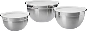 AmazonBasics Edelstahl Rührschüssel-Set mit Deckel, 3-tlg.