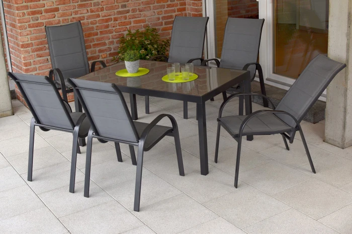 Merxx Amalfi Gartenmöbel-Set grau, 7-tlg.