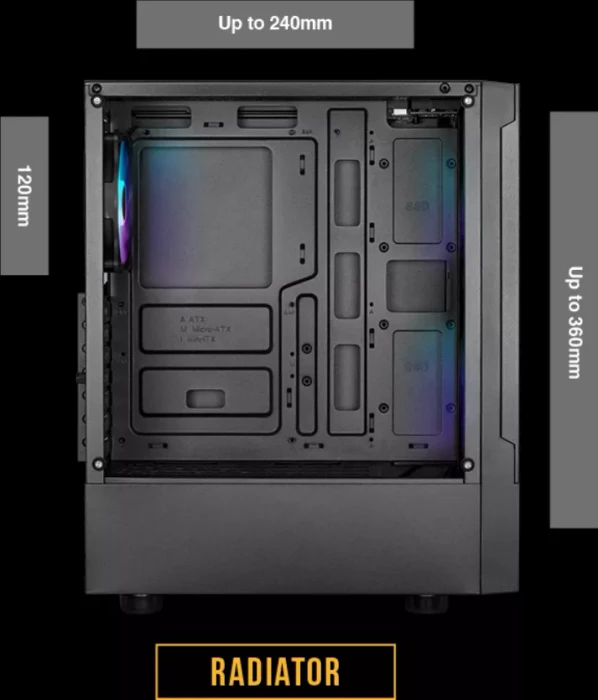 Gamdias Talos E3 Mesh, schwarz, Glasfenster