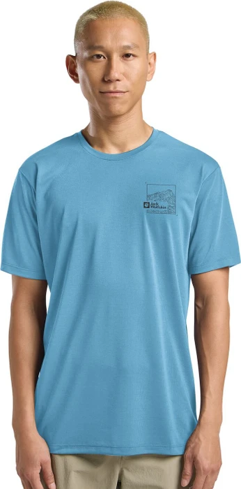 Jack Wolfskin Vonnan Graphic Funktionsshirt kurzarm peak trail sky blue (Herren)